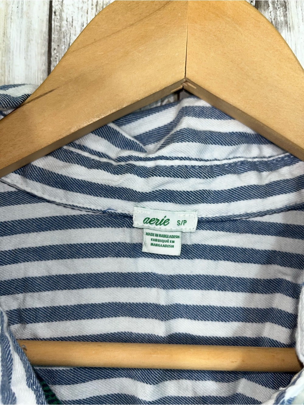 Aerie Patchwork Plaid Button Down Shirt S Blue Green Mixed Print Oversized Top - Picture 5 of 6